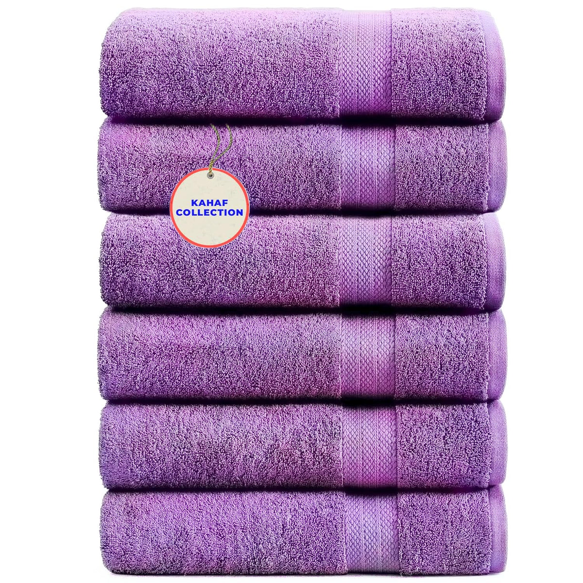 KAHAF COLLECTION 100% Cotton Bath Towels, 24x48 Pack of 6 Towels, Quick Dry, Highly Absorbent, Soft Feel Towel, Gym, Spa, Bathroom, Shower, Pool, Luxury Soft Towels (Grey, 24x48-6 Pack)