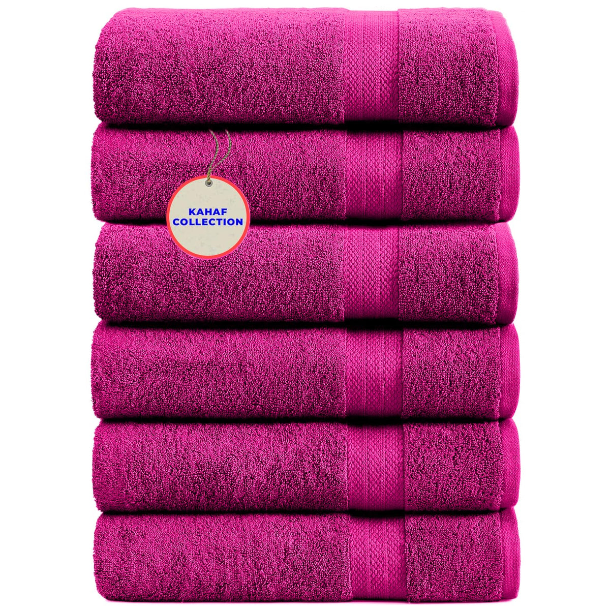 KAHAF COLLECTION 100% Cotton Bath Towels, 24x48 Pack of 6 Towels, Quick Dry, Highly Absorbent, Soft Feel Towel, Gym, Spa, Bathroom, Shower, Pool, Luxury Soft Towels (Grey, 24x48-6 Pack)