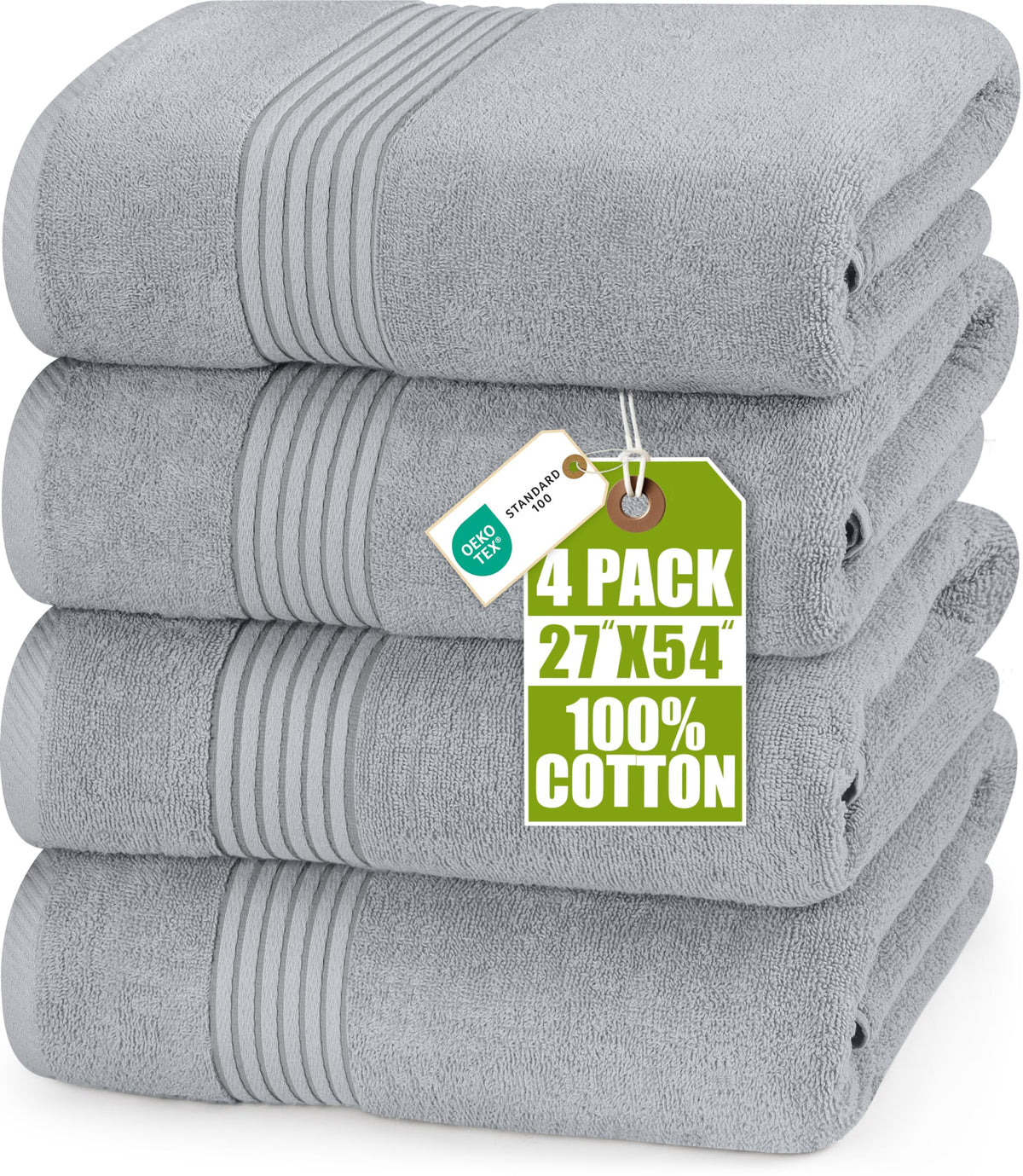 Utopia Towels Luxurious Bath Towels Set, 27x54 in, 4 Pack, Soft, White