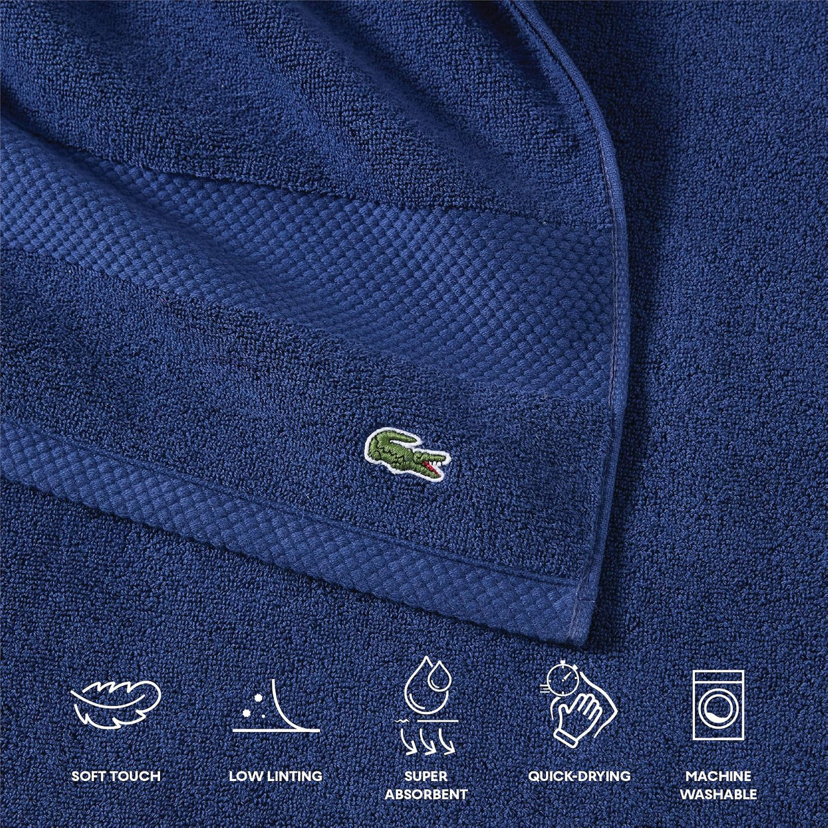 Lacoste Heritage 100% Supima Cotton Bath Towel 30" x 54", Navy