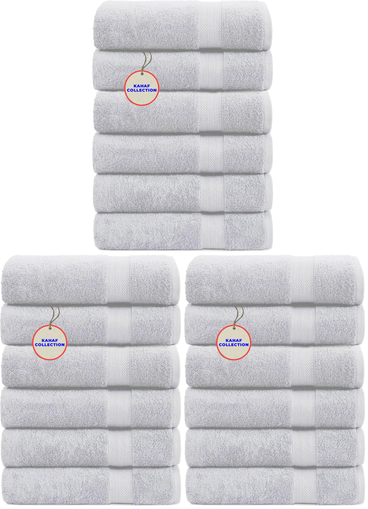KAHAF COLLECTION 100% Cotton Bath Towels, 24x48 Pack of 6 Towels, Quick Dry, Highly Absorbent, Soft Feel Towel, Gym, Spa, Bathroom, Shower, Pool, Luxury Soft Towels (Grey, 24x48-6 Pack)