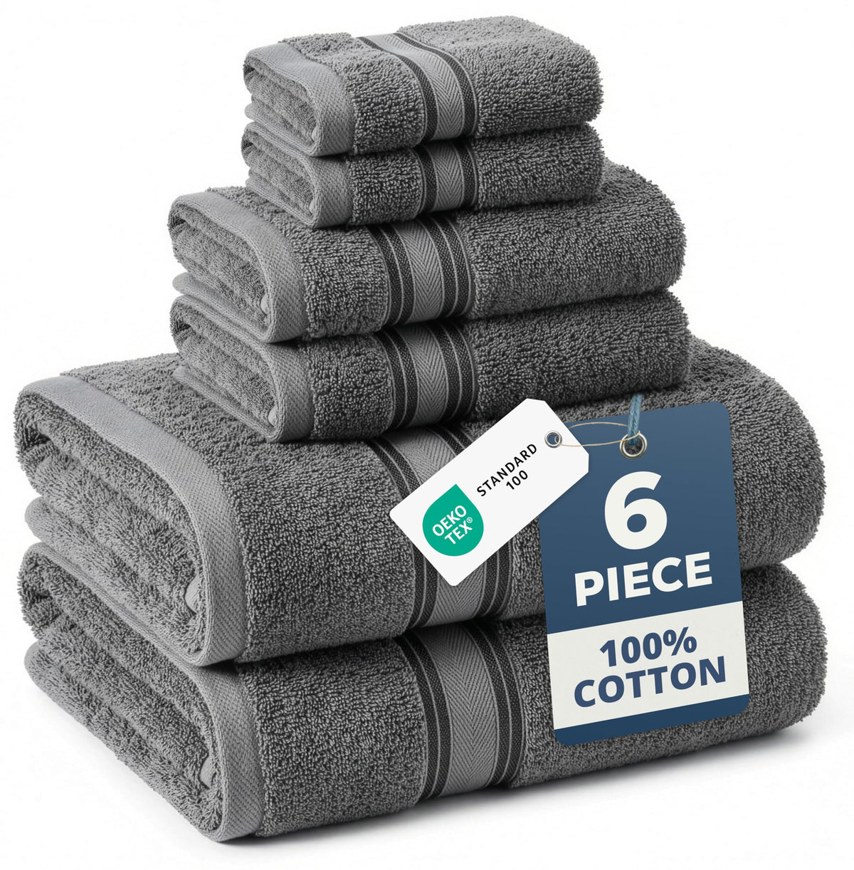 LANE LINEN Bath Towel Set 100% Cotton 18 Piece Soft Absorbent - Grey