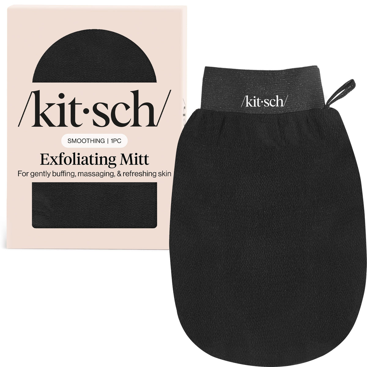 Kitsch Exfoliating Glove – Exfoliating Mitt - 2pc Black & Terracotta