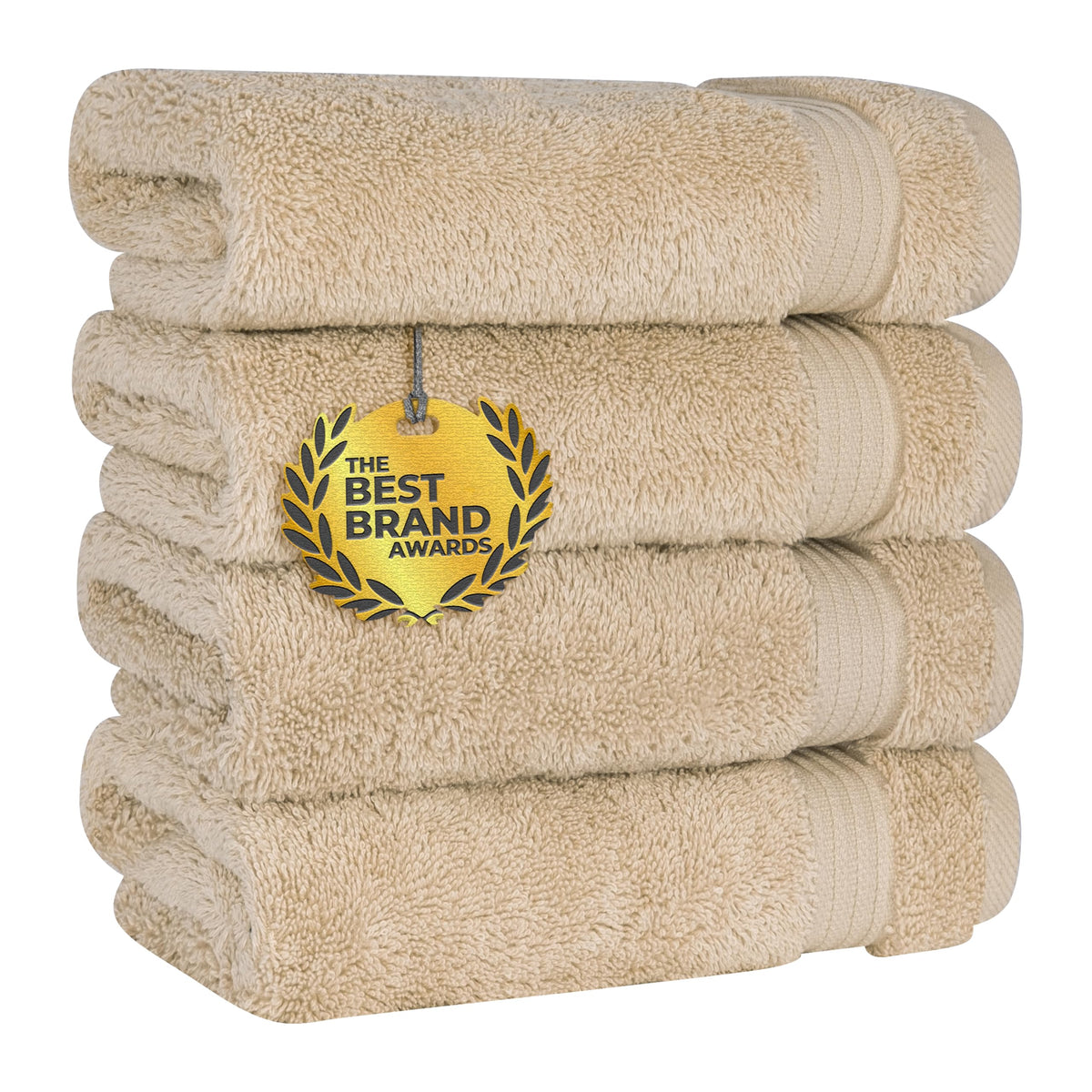 Cotton Paradise 100% Cotton Turkish Towel Set, Soft Absorbent Quick Dry, 6 Piece Towel Set, Beige