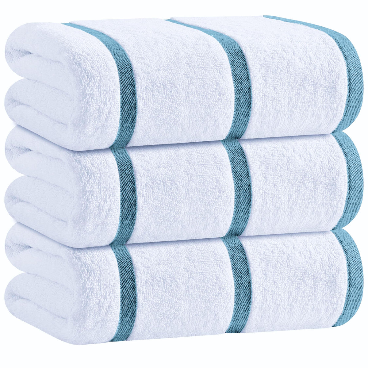 White Classic Cotton Beach Towels Oversized 30 x 60 Inches, Ultra Absorbent and Low Lint Striped Pool Towels for Adults, Unique Rainbow Design Luxury Extra Large Bath Towels, 4 Pack
