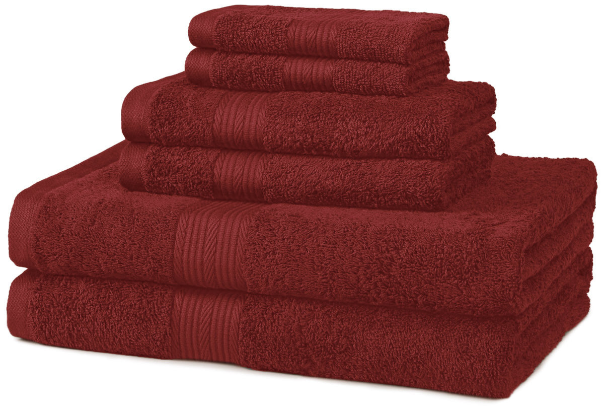 Amazon Basics 6-Piece Highly Absorbent Fade-Resistant Towel Set, 100% Cotton Towels for Bathroom, Soft, 2 Bath Towels, 2 Hand Towels, 2 Washcloths, Black