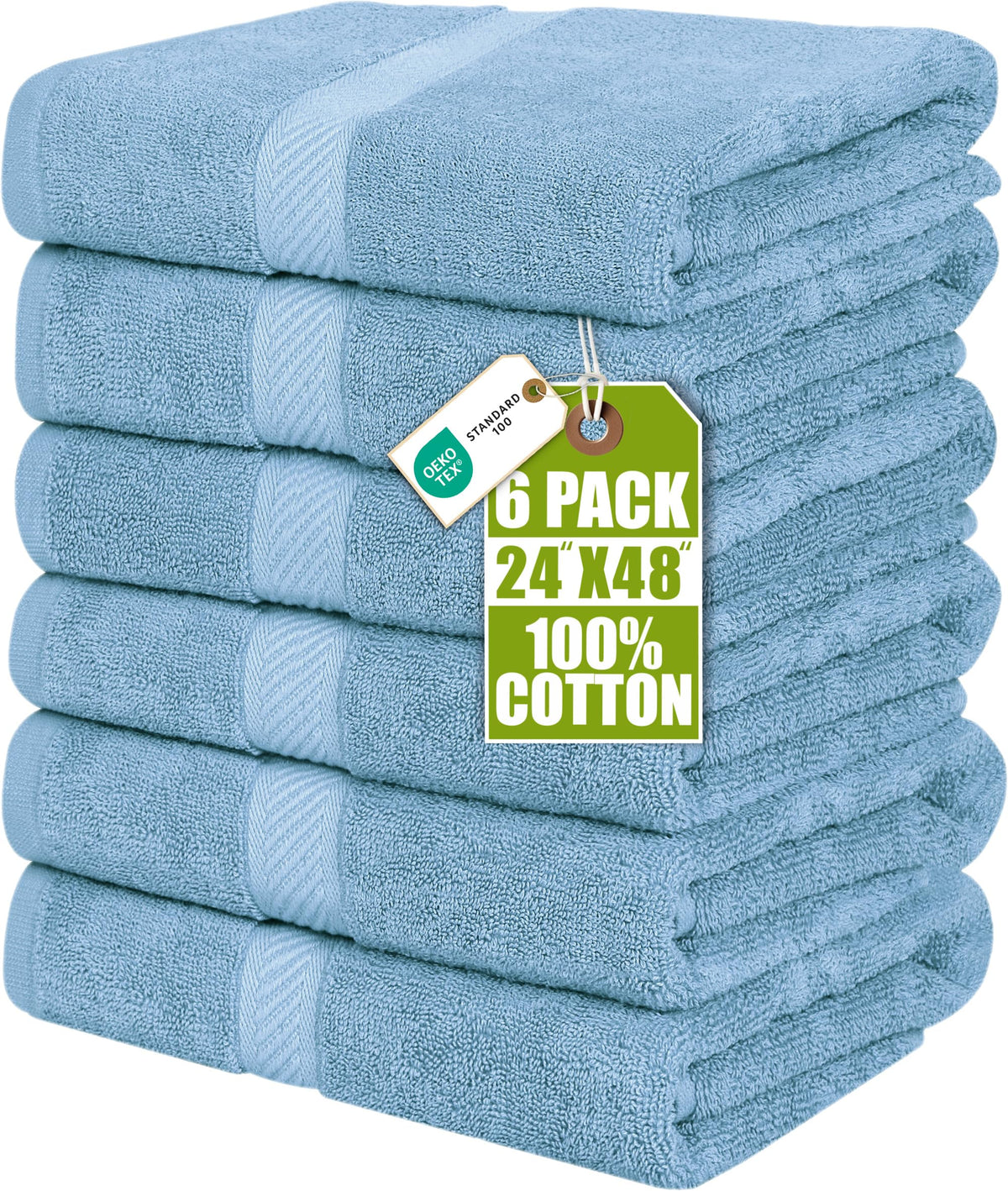 Utopia Towels 6 Pack Medium Bath Towels, 24x48 in, 500 GSM Cotton, White