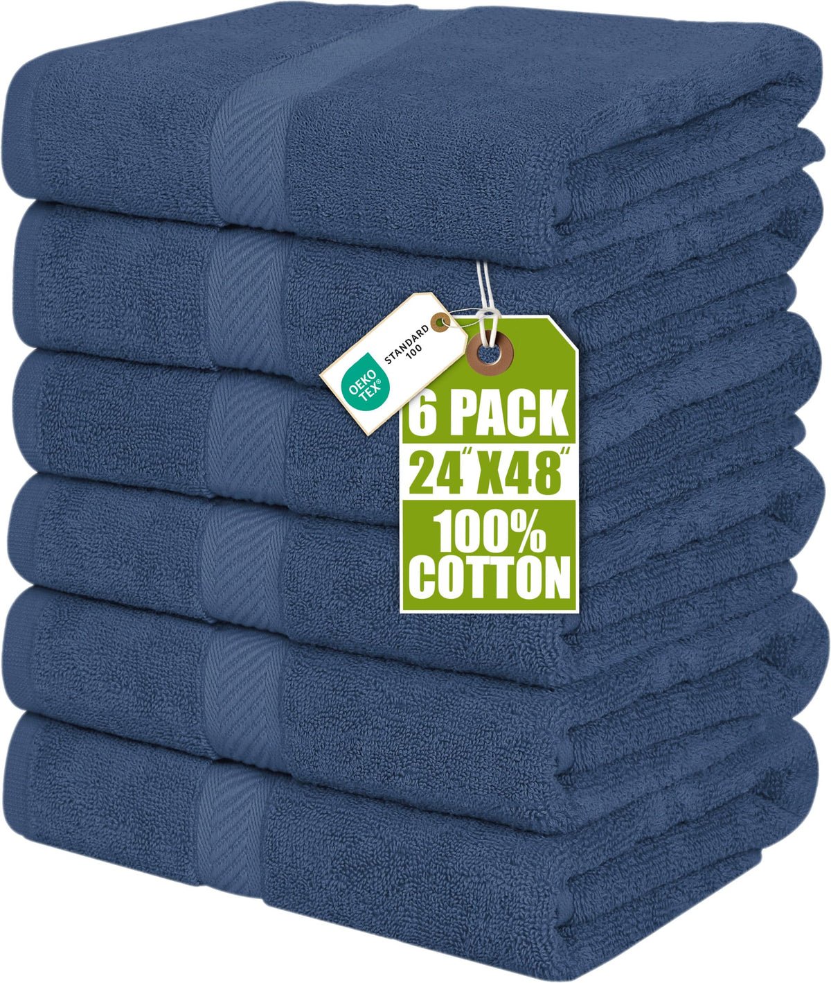 Utopia Towels 6 Pack Medium Bath Towels, 24x48 in, 500 GSM Cotton, Grey