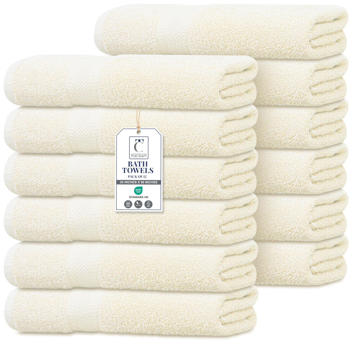 Medium Size Bath Towels Set of 6 – 100% Cotton Terry – 24" x 48" – Quick Dry, Soft & Highly Absorbent – Grey Towels for Bathroom, Gym, Spa, Pool & Daily Use