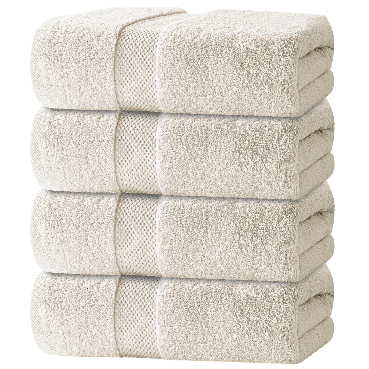 White Classic Luxury White Bath Towels - 4 Pack, 100% Turkish Cotton, 27x54