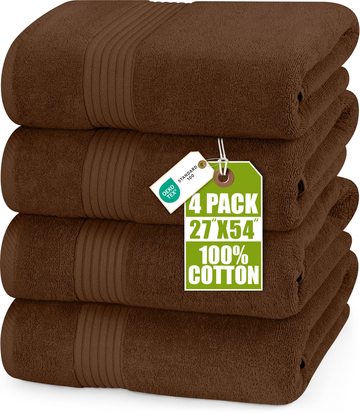 Utopia Towels Luxurious Bath Towels Set, 27x54 in, 4 Pack, Soft, White