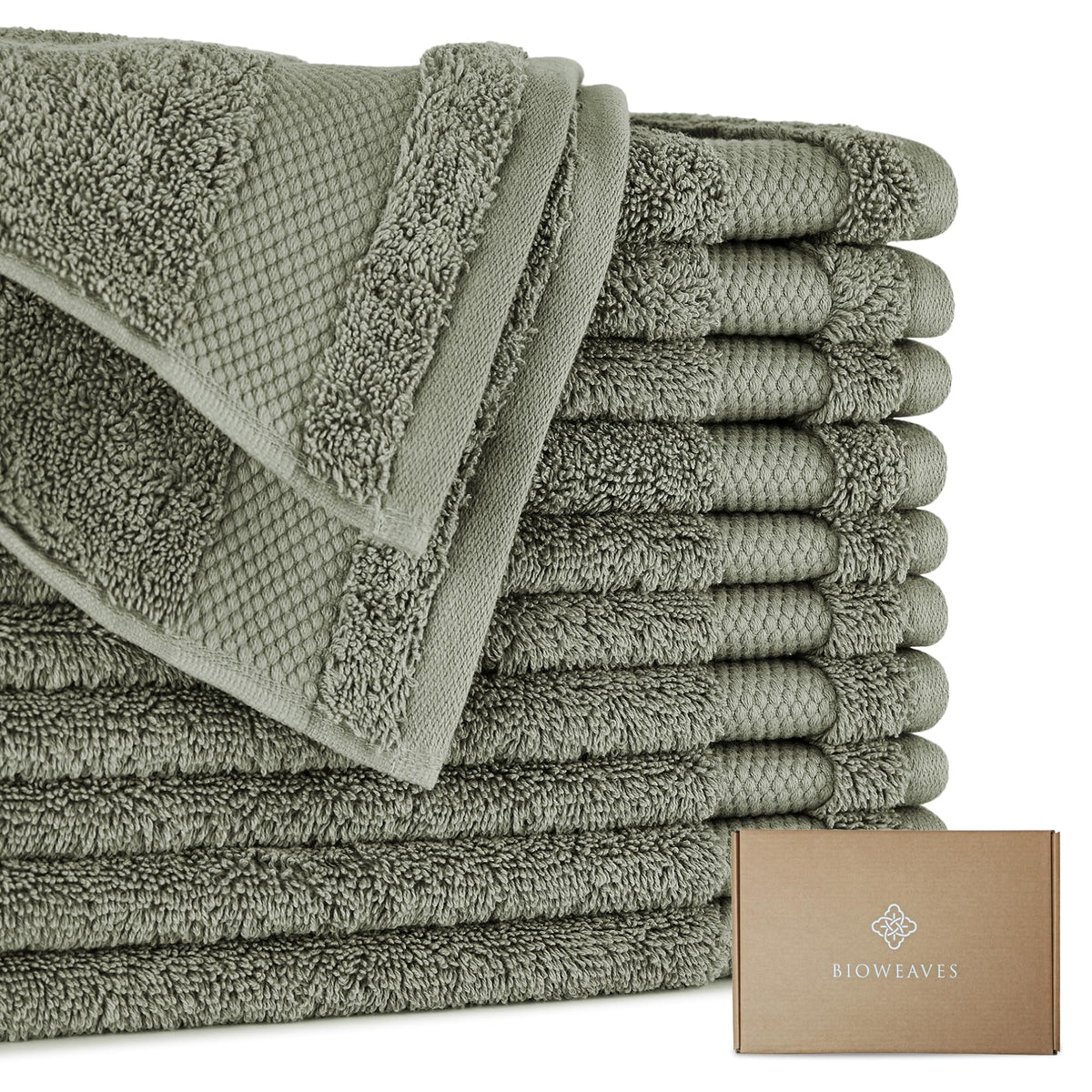 BIOWEAVES 100% Organic Cotton 700 GSM Plush Bath Towels 30" x 58" GOTS Certified - White, Pack of 2