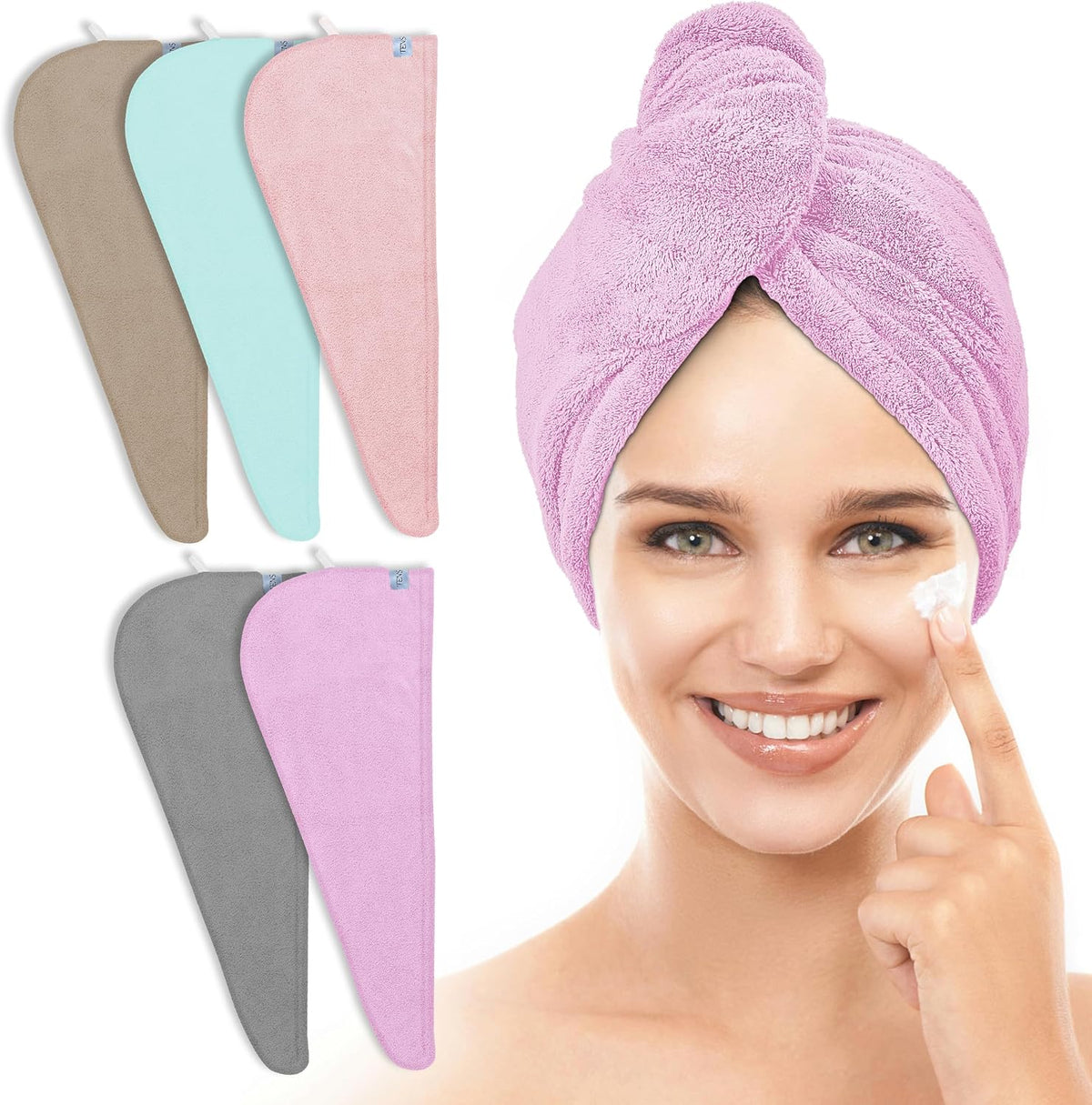 TENSTARS Microfiber Hair Towel Wrap for Women All Hair Types, 320GSM Thick