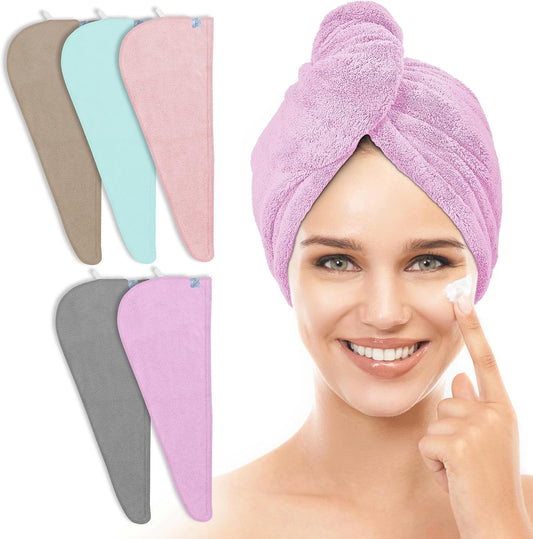 TENSTARS Microfiber Hair Towel Wrap for Women All Hair Types, 320GSM Thick