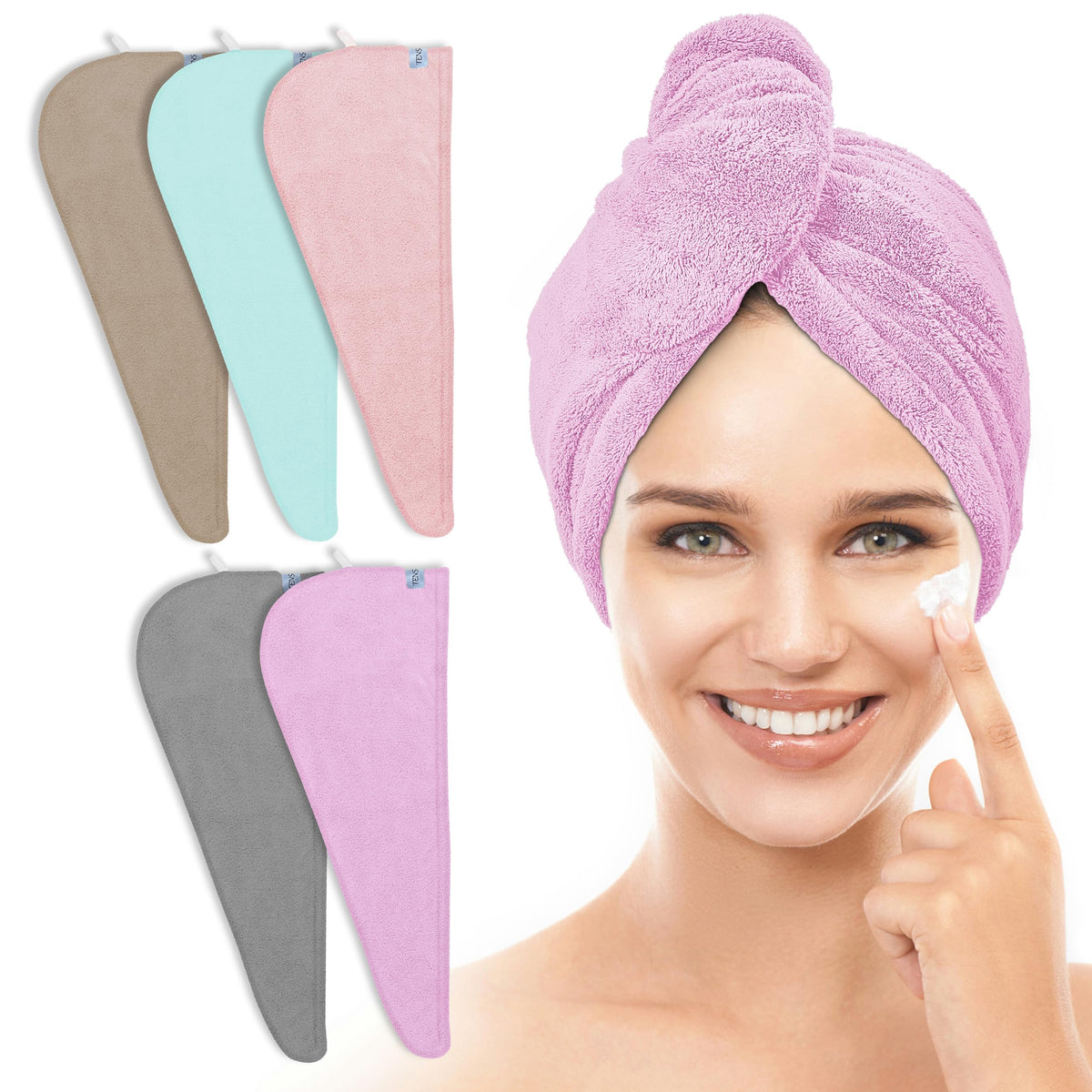 TENSTARS Microfiber Hair Towel Wrap for Women All Hair Types, 320GSM Thick