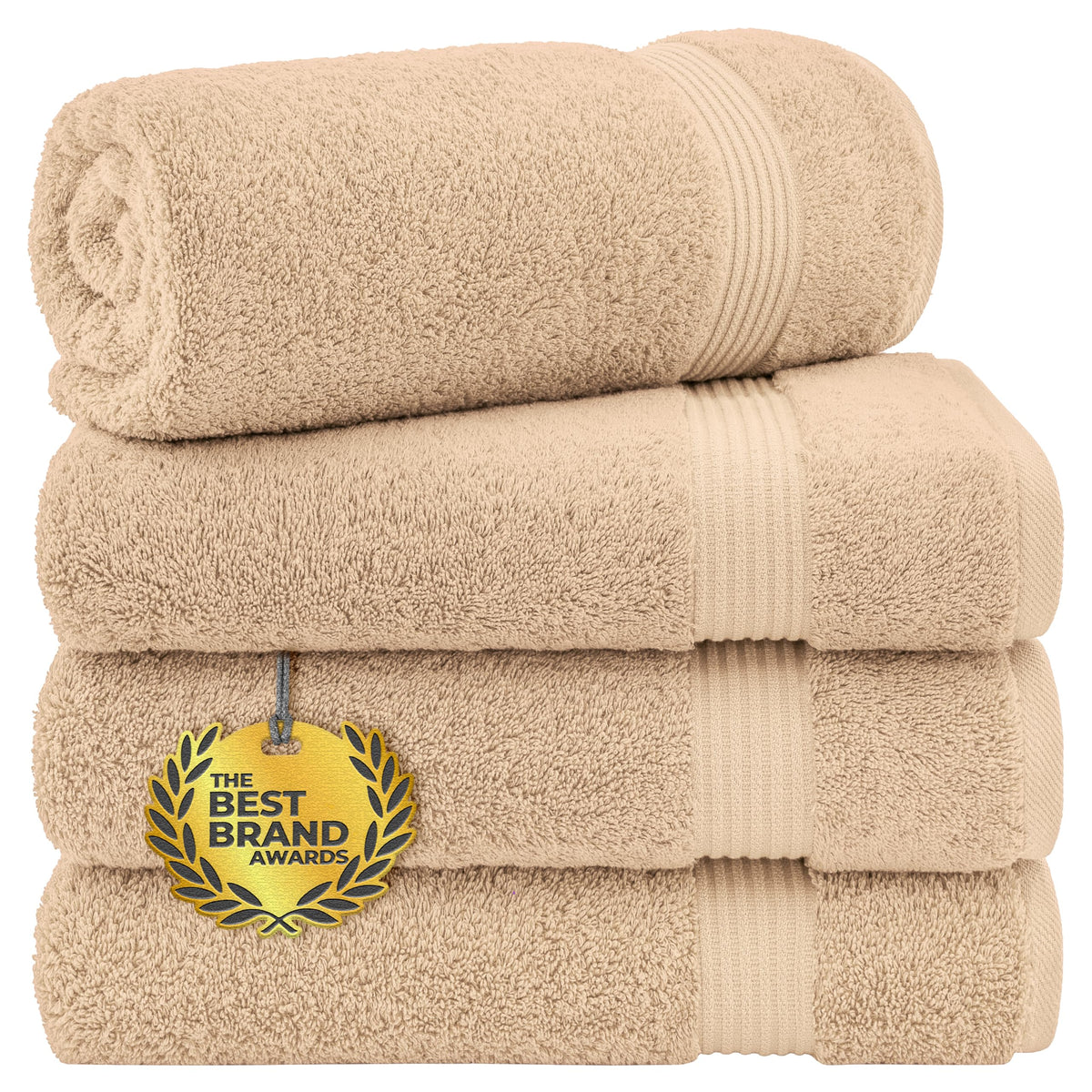 Cotton Paradise 100% Cotton Turkish Towel Set, Soft Absorbent Quick Dry, 6 Piece Towel Set, Beige