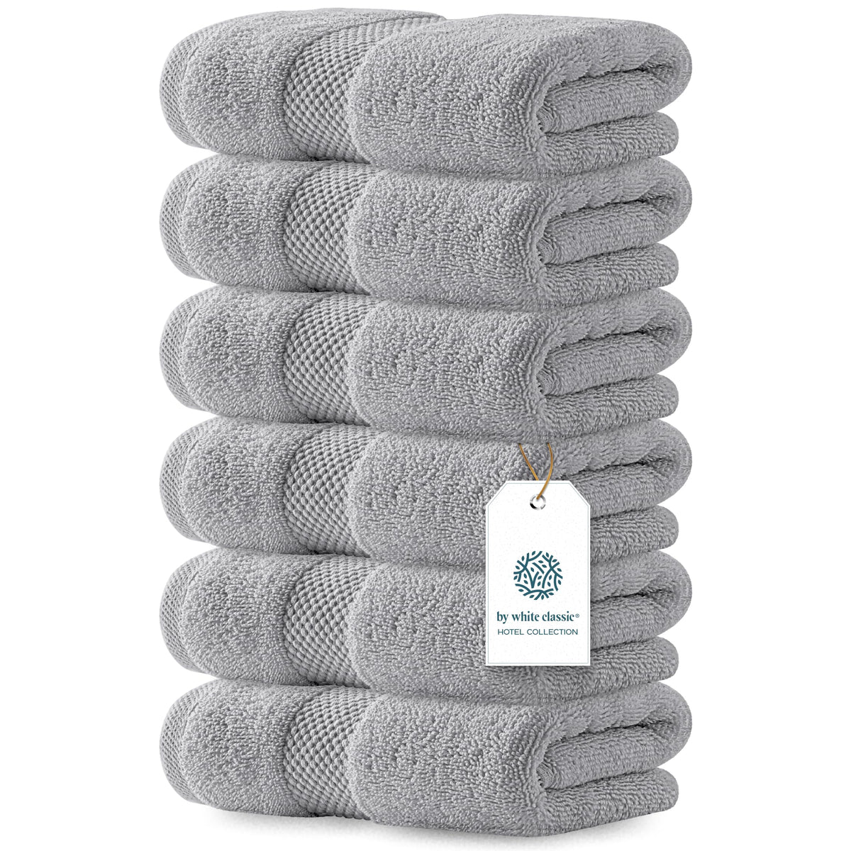 White Classic Luxury White Hand Towels - 100% Turkish Cotton, 16x30, 6 Pack