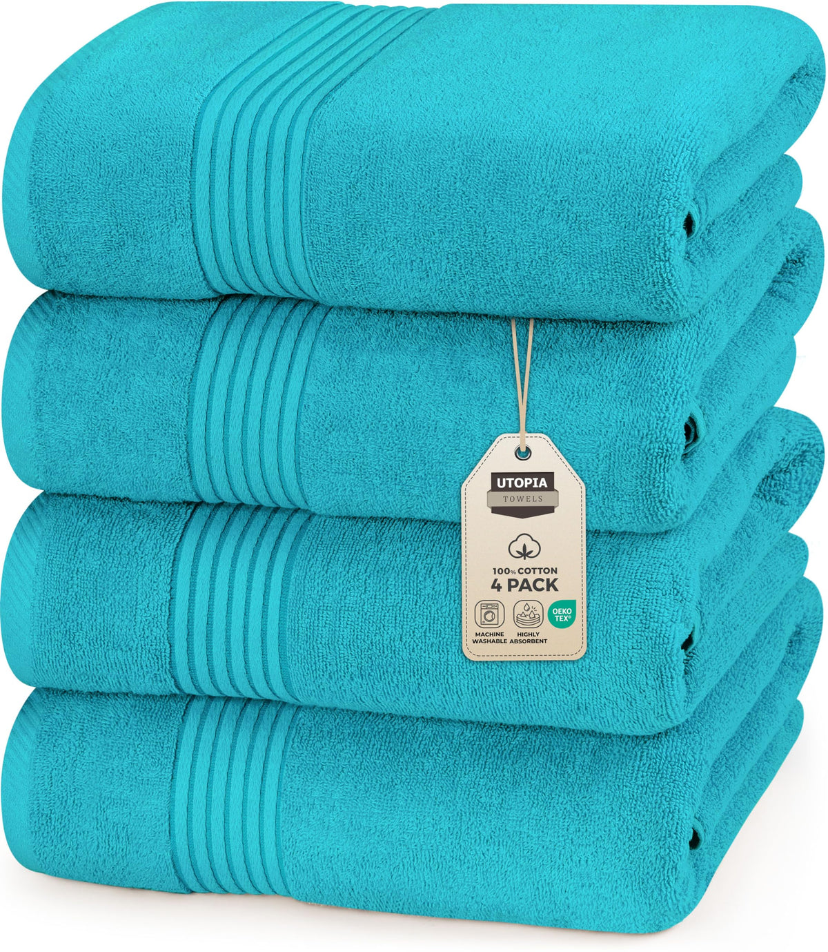 Utopia Towels Luxurious Bath Towels Set, 27x54 in, 4 Pack, Soft, White