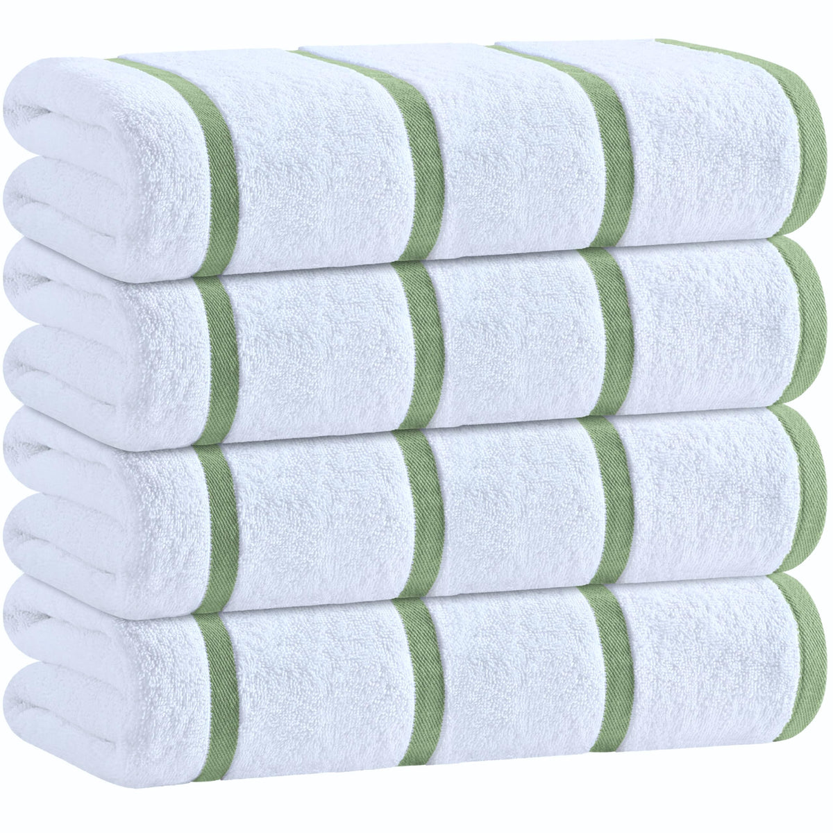 White Classic Cotton Beach Towels Oversized 30 x 60 Inches, Ultra Absorbent and Low Lint Striped Pool Towels for Adults, Unique Rainbow Design Luxury Extra Large Bath Towels, 4 Pack