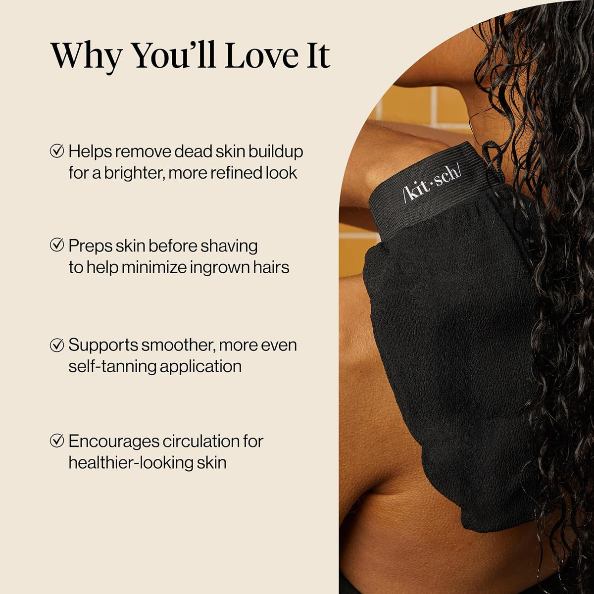 Kitsch Exfoliating Glove – Exfoliating Mitt - 2pc Black & Terracotta