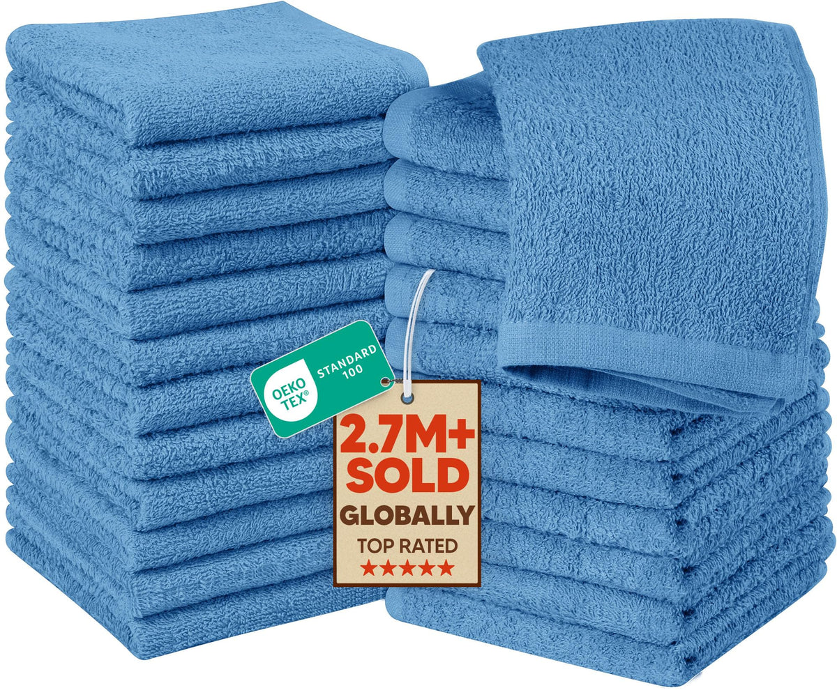 Utopia Towels 12 Pack Washcloths, 12x12 in, 100% Cotton, White