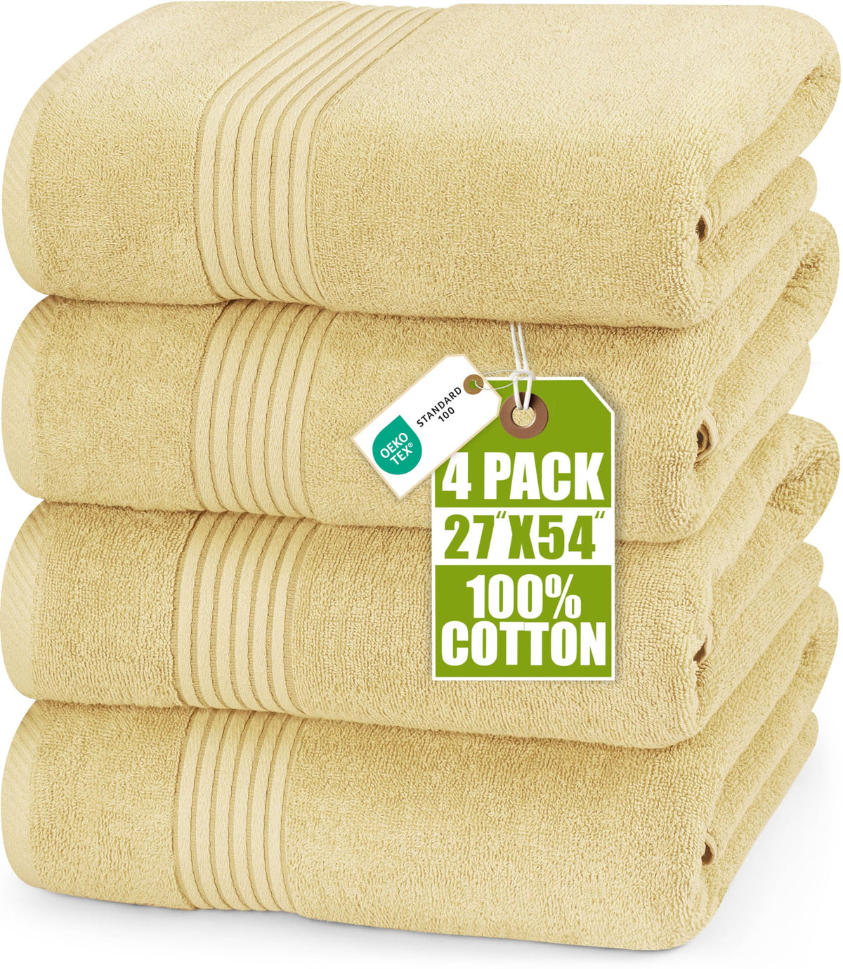 Utopia Towels Luxurious Bath Towels Set, 27x54 in, 4 Pack, Soft, White