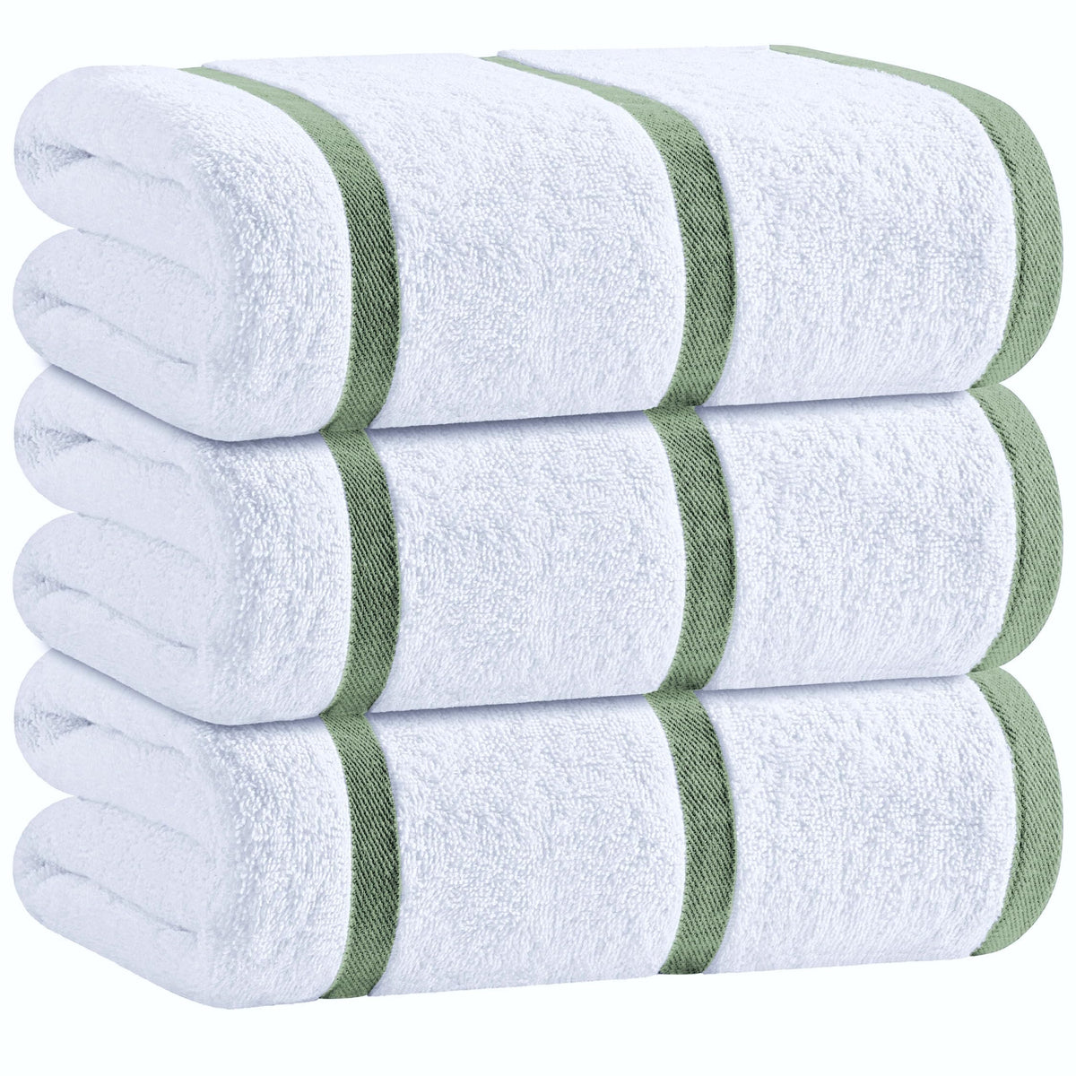 White Classic Cotton Beach Towels Oversized 30 x 60 Inches, Ultra Absorbent and Low Lint Striped Pool Towels for Adults, Unique Rainbow Design Luxury Extra Large Bath Towels, 4 Pack
