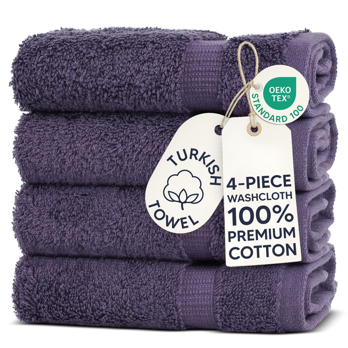 Chakir Turkish Linens 100% Cotton 4-Pack Bath Towels 27x54, Gray