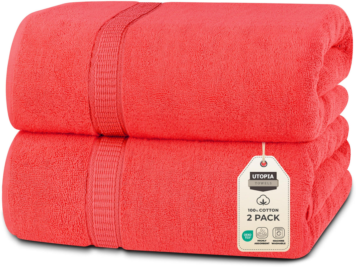 Utopia Towels Jumbo Bath Sheets, 2 Pack, 35x70 in, 600 GSM Cotton, Grey