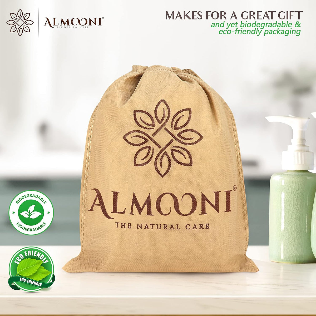 ALMOONI Exfoliating Sponge, Natural Shower Loofah for Men & Women, 2 Pack