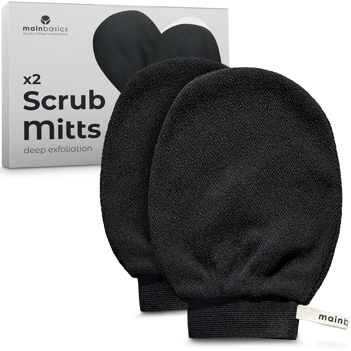 MainBasics Deep Exfoliating Gloves Korean Scrub Mitt (2 Pack)