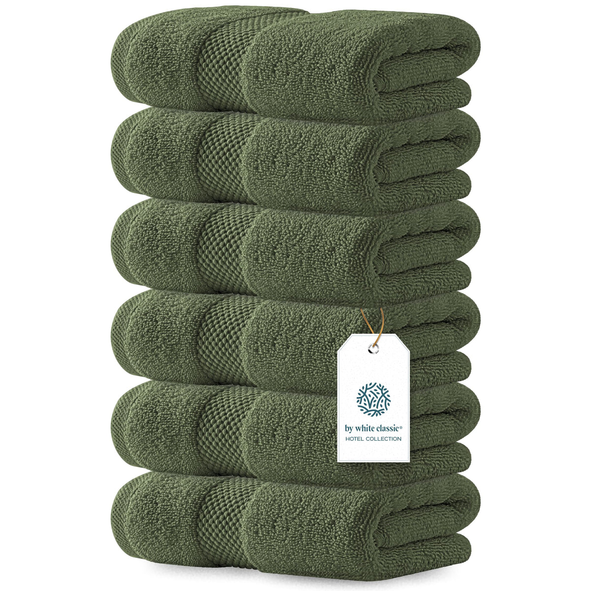White Classic Luxury White Hand Towels - 100% Turkish Cotton, 16x30, 6 Pack