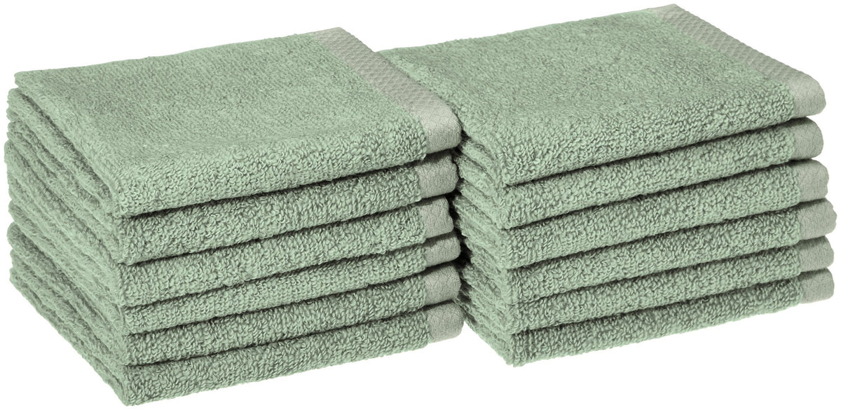 Amazon Basics 2-Pack Quick-Dry Lightweight Moisture Absorbing Bath Towel, 100% Cotton, 54" x 30", Seafoam Green