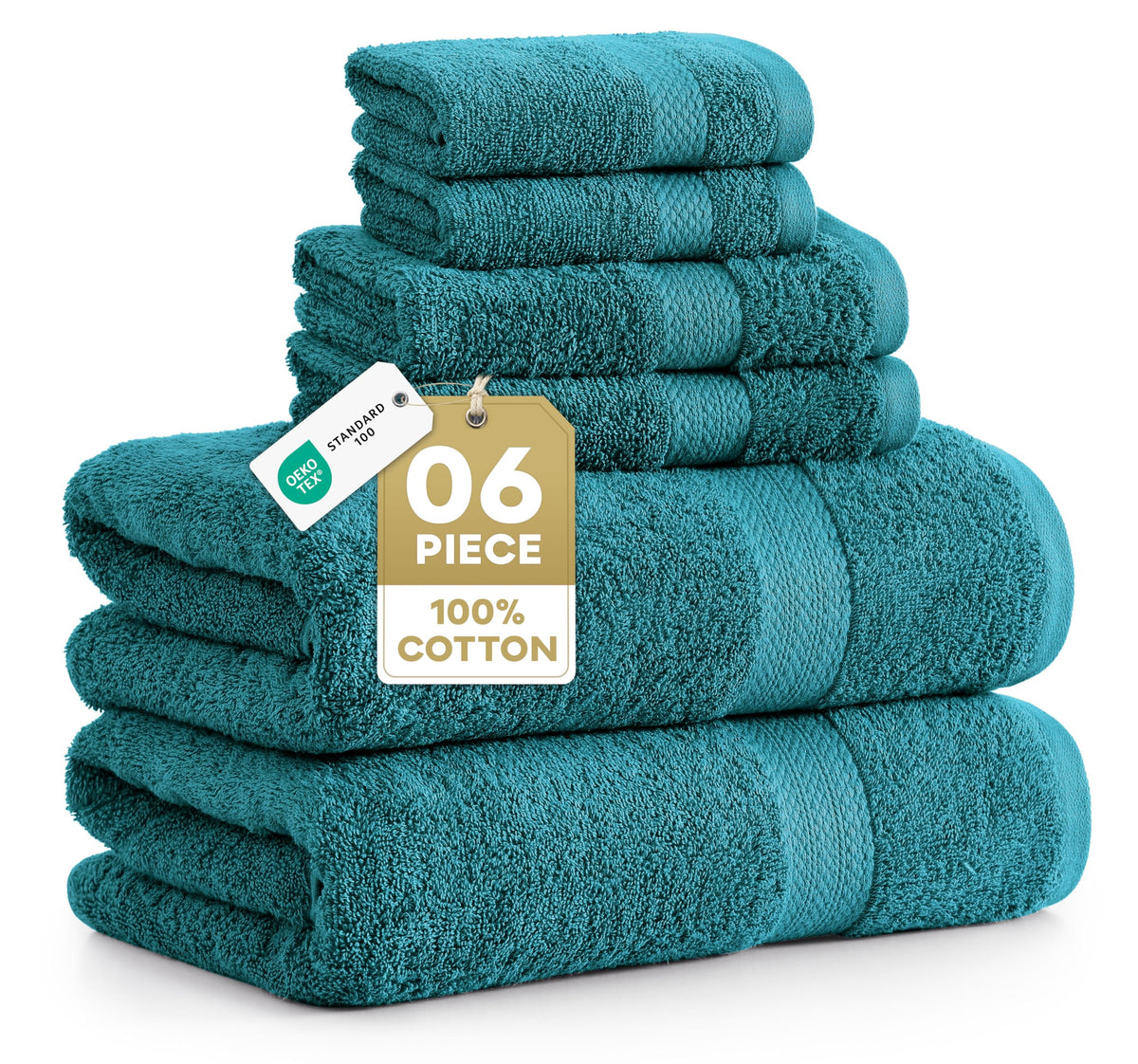 100% Cotton Bath Towels Set Soft Absorbent Quick Dry 16 Piece - Grey