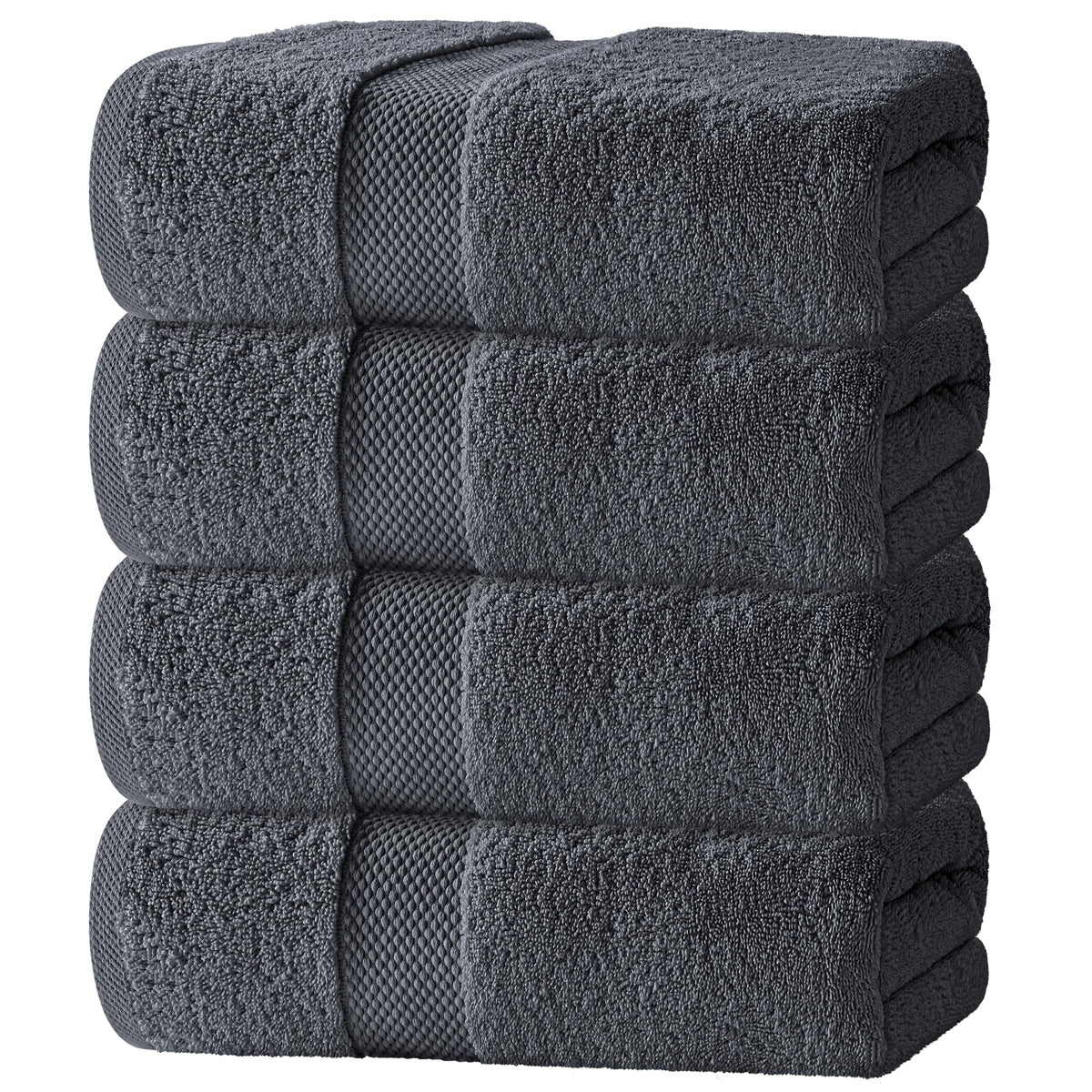 White Classic Luxury White Bath Towels - 4 Pack, 100% Turkish Cotton, 27x54