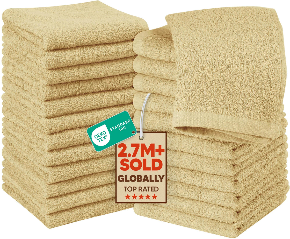 Utopia Towels 12 Pack Washcloths, 12x12 in, 100% Cotton, White