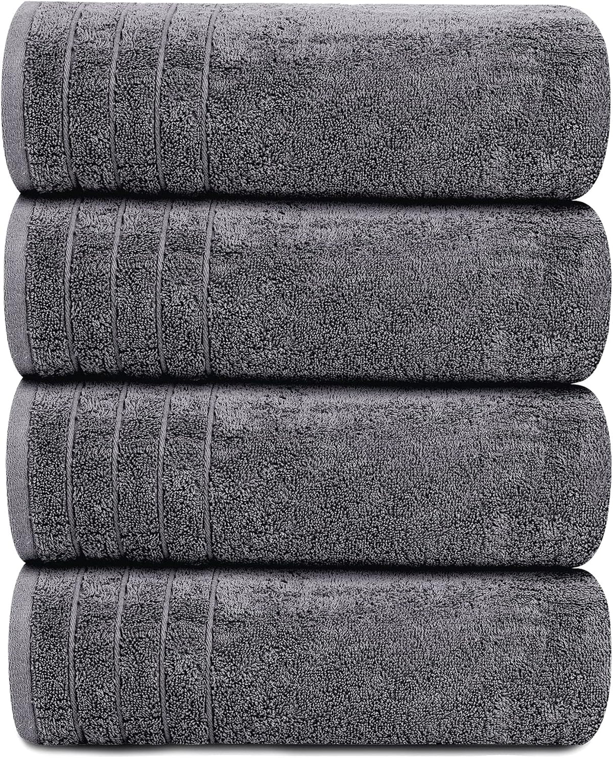 Tens Towels 4 Piece Extra Large Bath Towels 30 x 60 Inches, Dark Grey