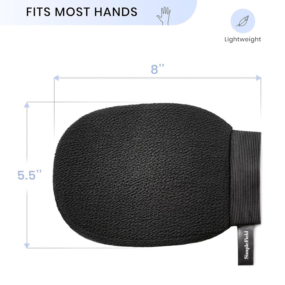 SimpleField Korean Exfoliating Mitt for Remove Dead Skin. 100% Viscose Deep Kessa Exfoliating Glove for Body Scrub, Keratosis Pilaris and Self Tanning Removal. Easily Smooth Skin Surface. (1 Piece)
