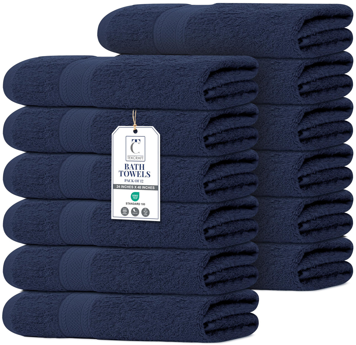 Medium Size Bath Towels Set of 6 – 100% Cotton Terry – 24" x 48" – Quick Dry, Soft & Highly Absorbent – Grey Towels for Bathroom, Gym, Spa, Pool & Daily Use