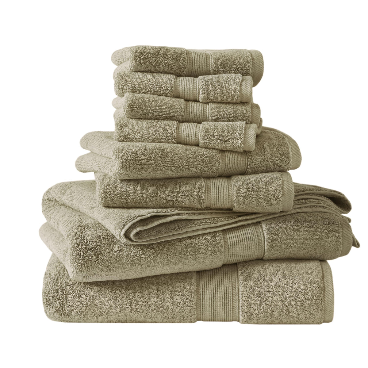 Madison Park 800GSM 100% Cotton Bathroom Bath Towel Set of 8, Cream