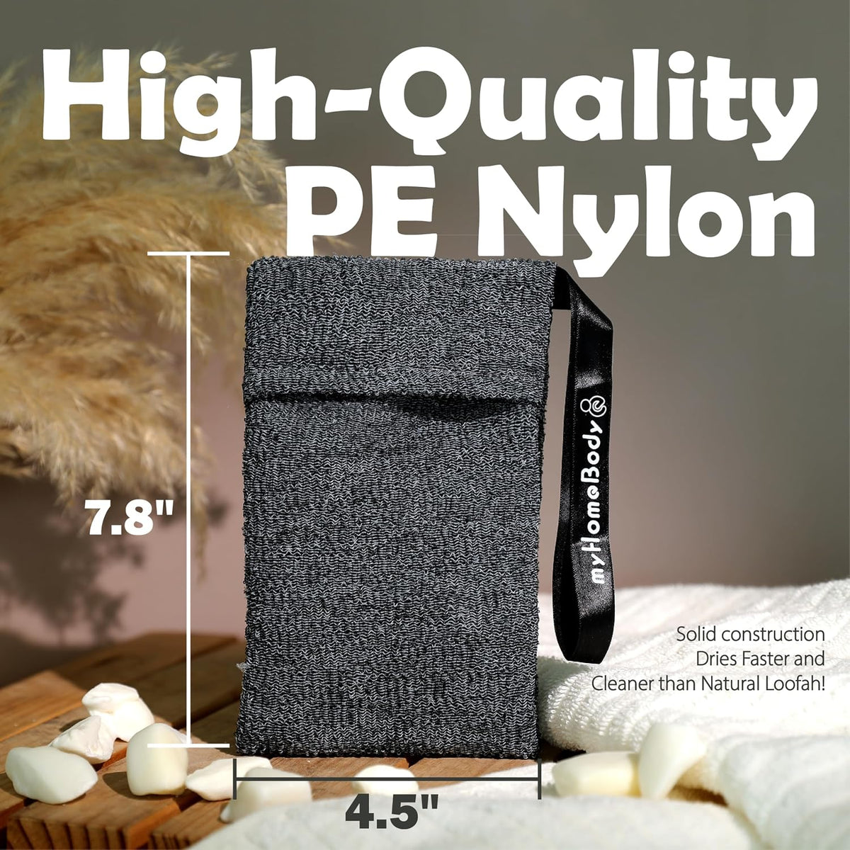myHomeBody Soap Pocket Exfoliating Pouch, Graphite Gray, 2 pc + 2 Soap Pads