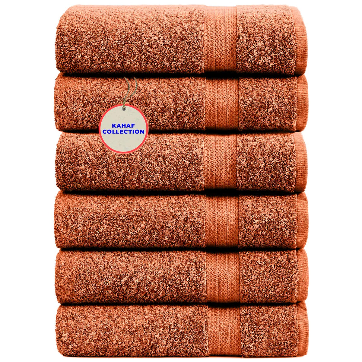 KAHAF COLLECTION 100% Cotton Bath Towels, 24x48 Pack of 6 Towels, Quick Dry, Highly Absorbent, Soft Feel Towel, Gym, Spa, Bathroom, Shower, Pool, Luxury Soft Towels (Grey, 24x48-6 Pack)