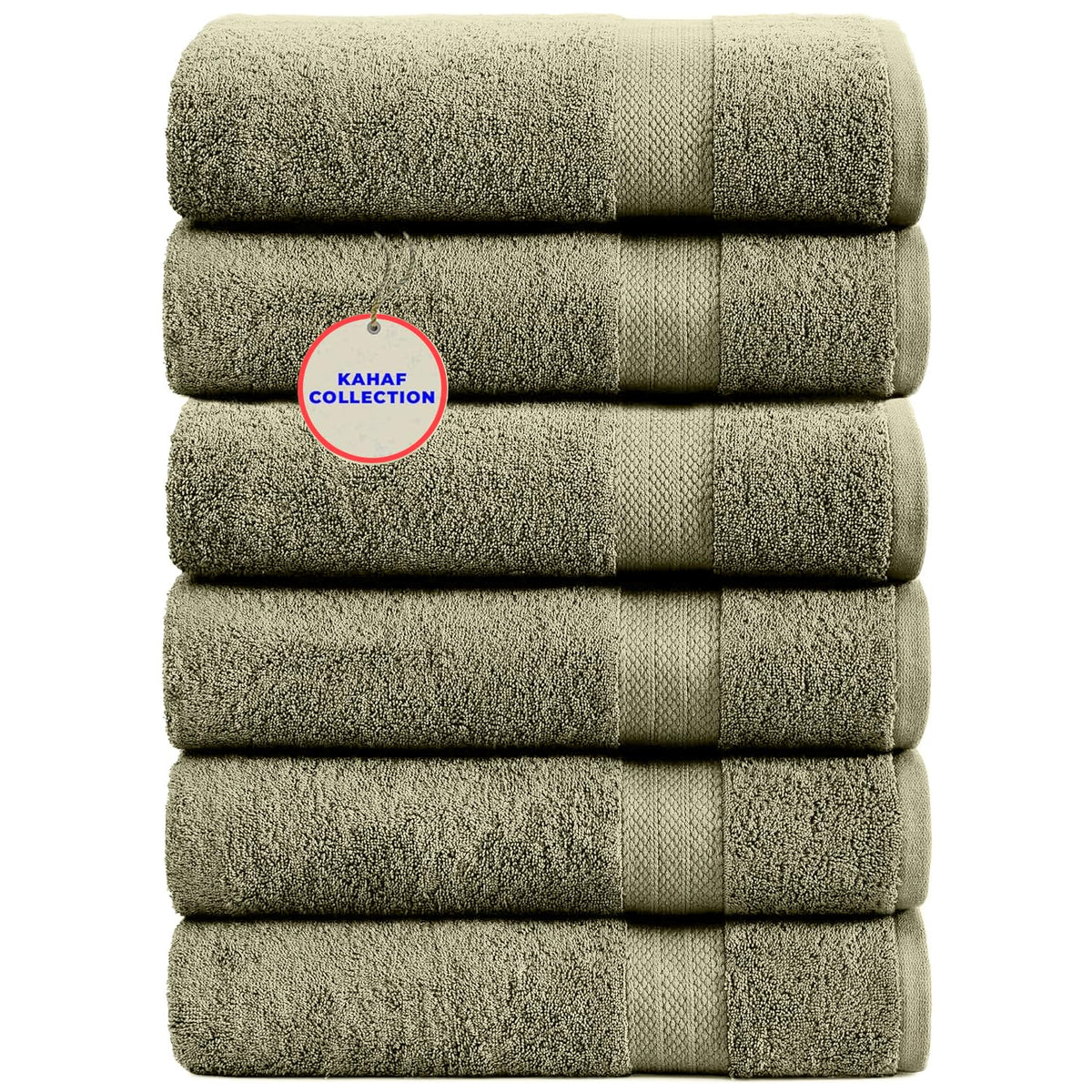 KAHAF COLLECTION 100% Cotton Bath Towels, 24x48 Pack of 6 Towels, Quick Dry, Highly Absorbent, Soft Feel Towel, Gym, Spa, Bathroom, Shower, Pool, Luxury Soft Towels (Grey, 24x48-6 Pack)