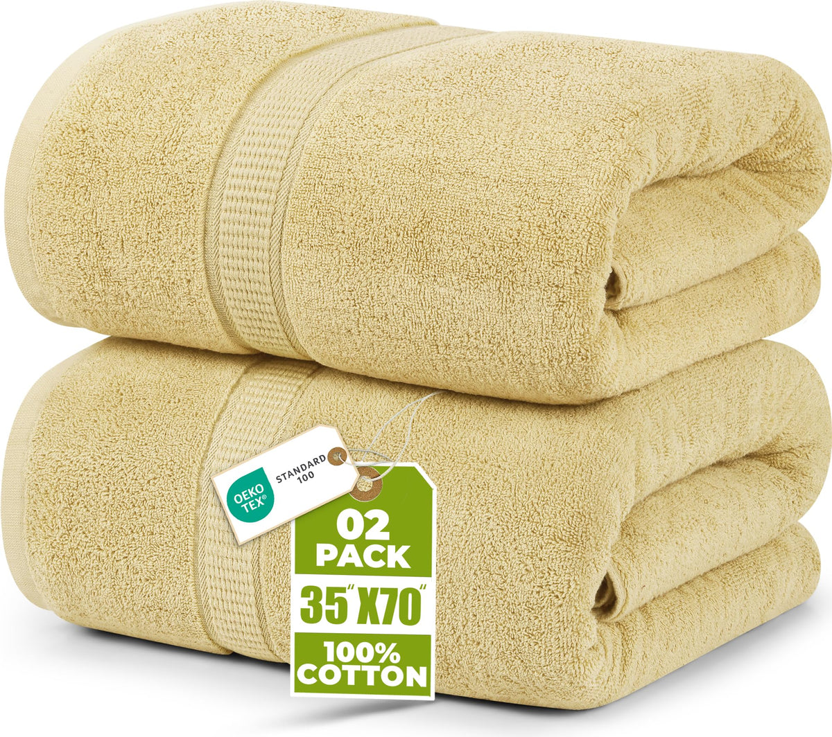 Utopia Towels Jumbo Bath Sheets, 2 Pack, 35x70 in, 600 GSM Cotton, Grey