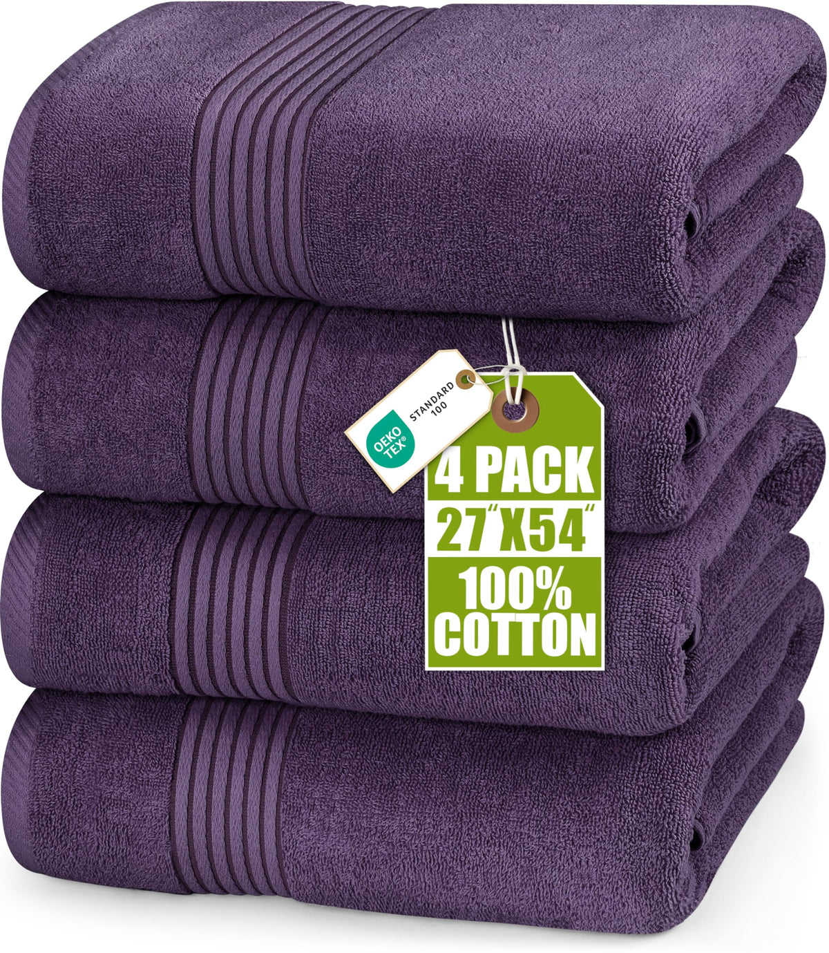 Utopia Towels Luxurious Bath Towels Set, 27x54 in, 4 Pack, Soft, White