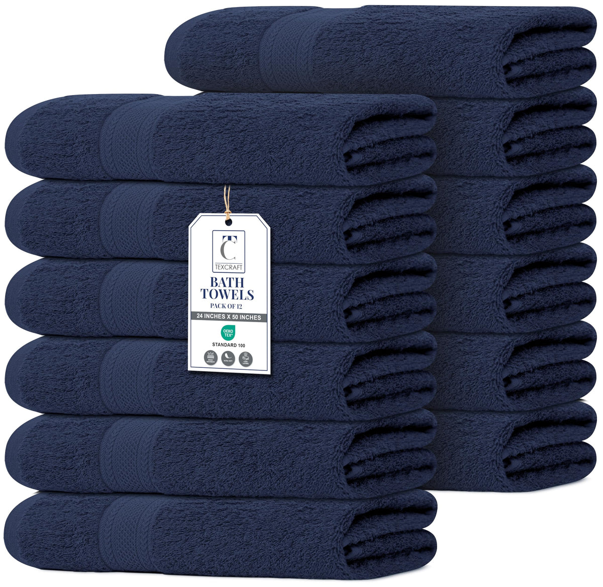 Medium Size Bath Towels Set of 6 – 100% Cotton Terry – 24" x 48" – Quick Dry, Soft & Highly Absorbent – Grey Towels for Bathroom, Gym, Spa, Pool & Daily Use
