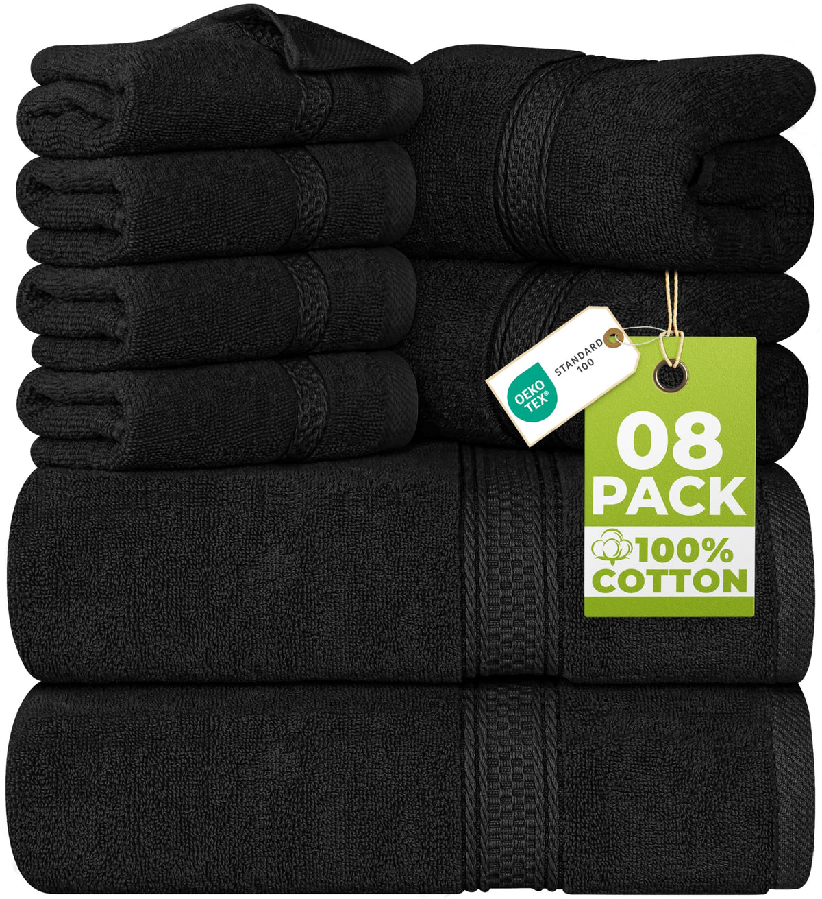 Utopia Towels 8 Piece Majestic Plush Luxury Towel Set, Cotton, Grey