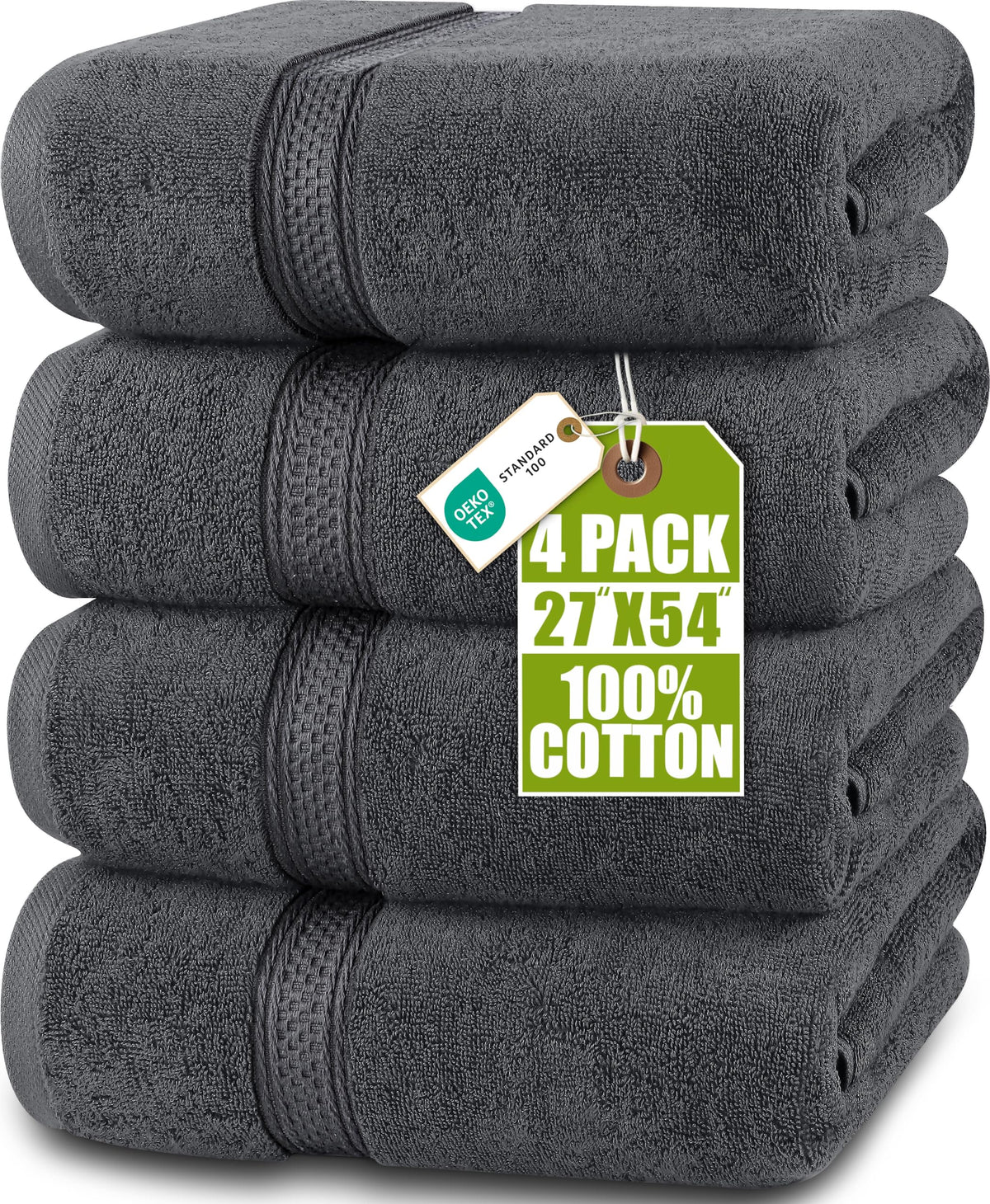 Utopia Towels 4 Pack Premium Bath Towels, 27x54 in, 600 GSM Cotton Black