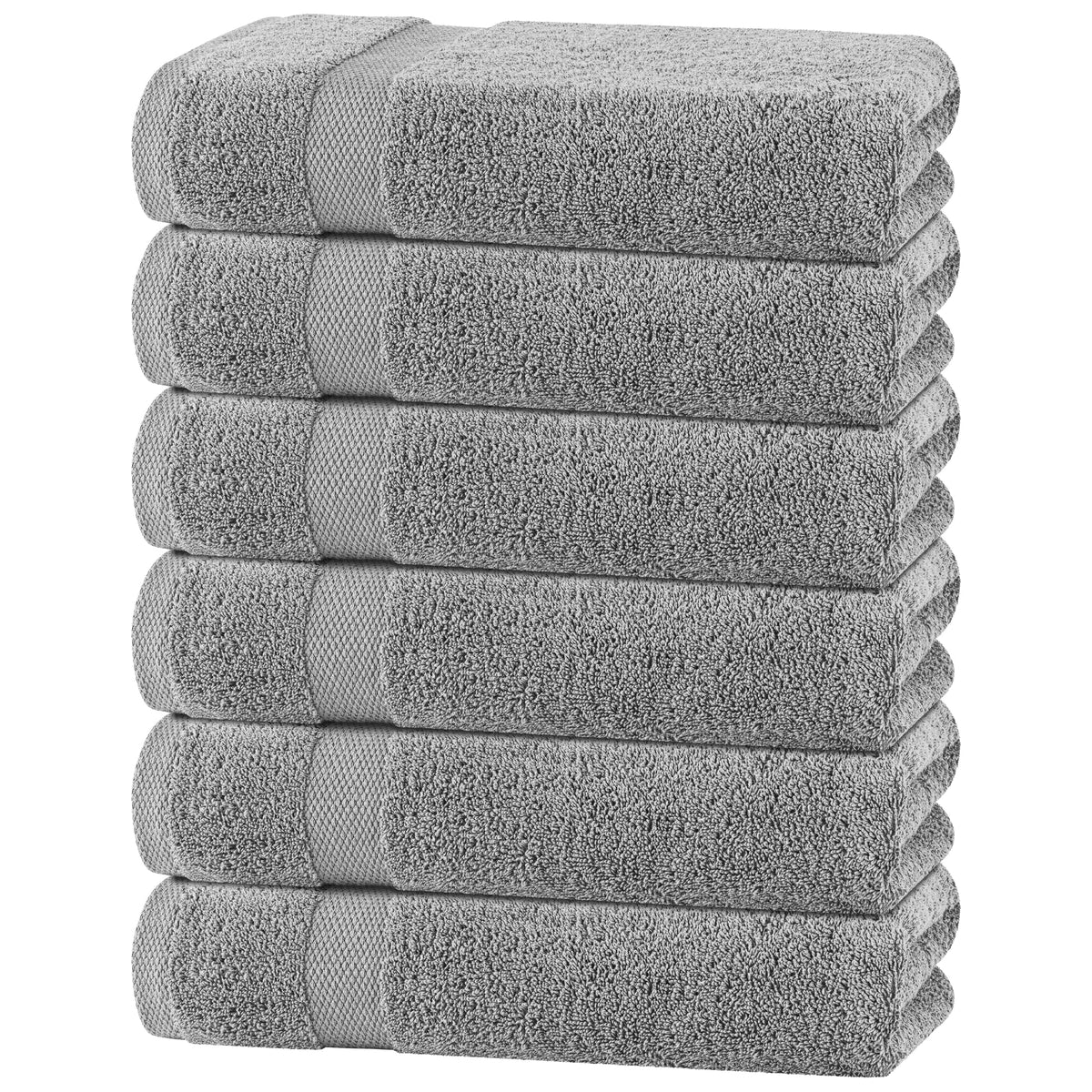 White Bath Towel Set of 6 - 100% Cotton Highly Absorbent Towels for Bathroom, 2 Luxury Bath Towels 650GSM, 2 Hand Towels, 2 Washcloths