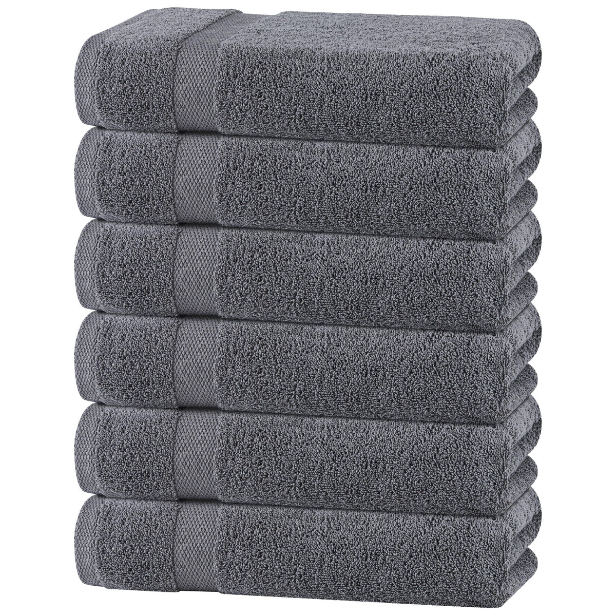 White Bath Towel Set of 6 - 100% Cotton Highly Absorbent Towels for Bathroom, 2 Luxury Bath Towels 650GSM, 2 Hand Towels, 2 Washcloths